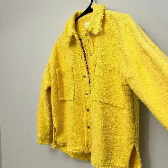 Zara Oversized Textured Knit  Jacket Shacket Yellow Women's Size XS - Picture 5 of 14